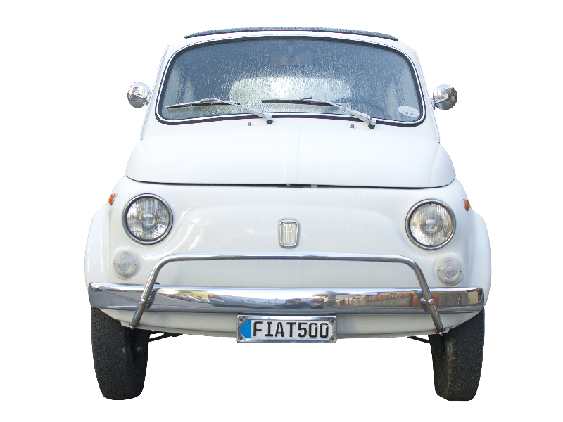 Vintage Fiat 500 in Front of Brick Building