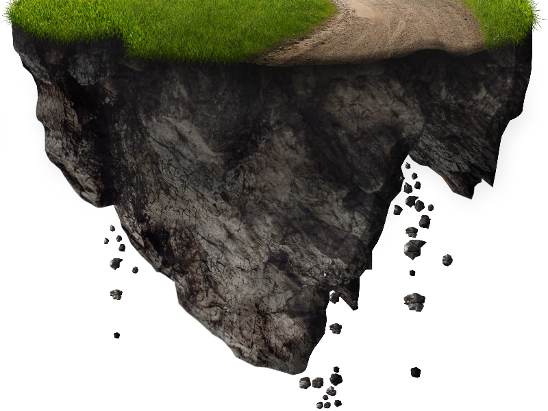 Floating Island With Falling Rocks PNG Free Image (Isolated-Objects
