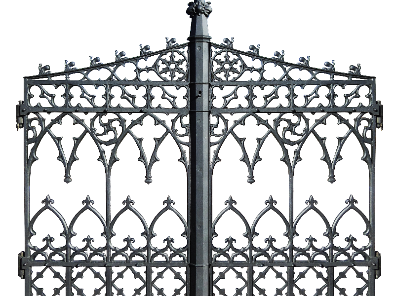 Gothic Black Iron Gate Door PNG Stock Image (Isolated-Objects