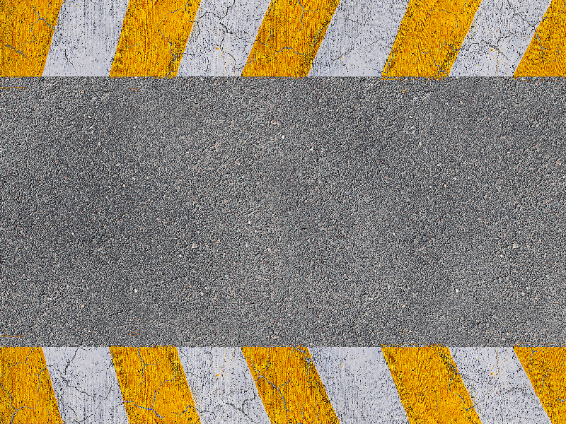 Striped Road Markings On Asphalt Texture With Cracks