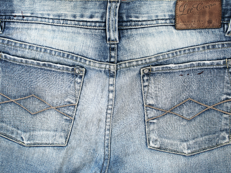 Vintage Jeans Back Pockets With Leather Label Texture (Fabric