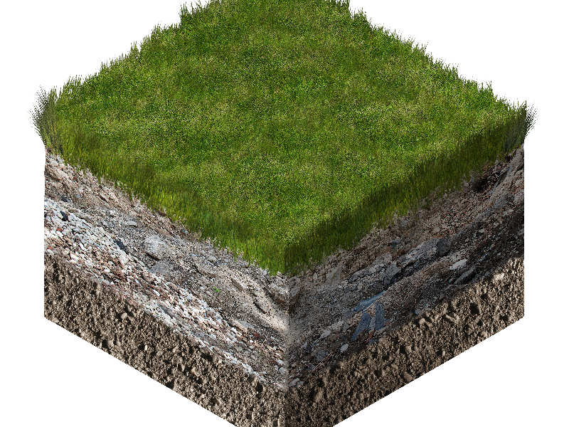 3D Isometric Soil And Grass Cube Cross Section Stock Image Free
