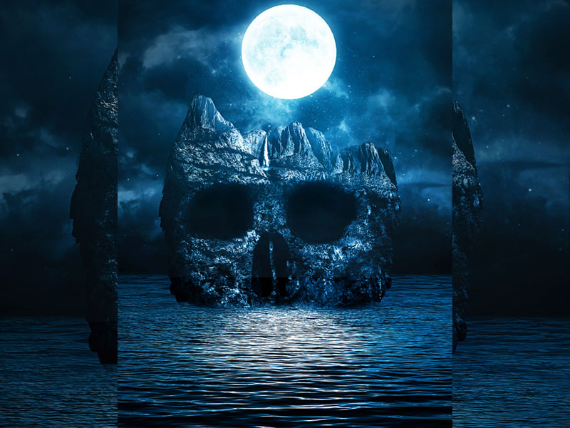 Dark Horror Background For Photoshop With Moonlight Skull Island (Misc) |  Textures for Photoshop