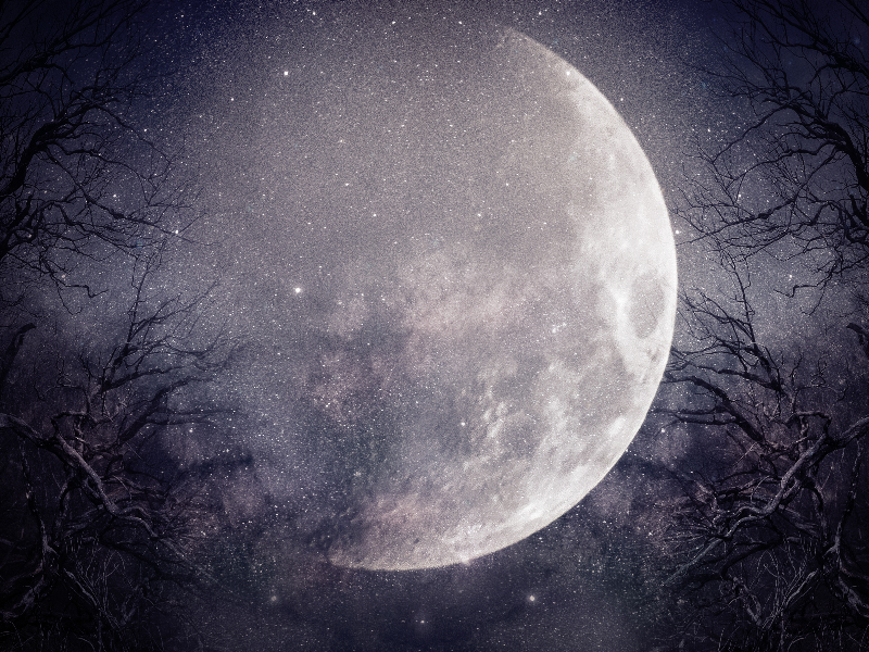 Fantasy Night Background With Big Moon Glowing (Clouds-And-Sky) | Textures  for Photoshop