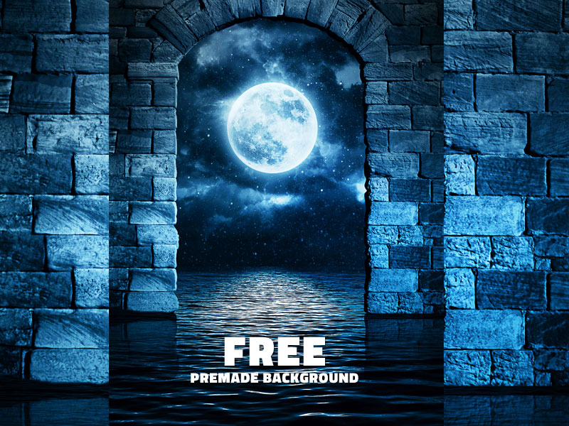 Moonlight Night Premade Background For Photoshop (Clouds-And-Sky) |  Textures for Photoshop